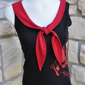 Black and red sparrow sailor tank top